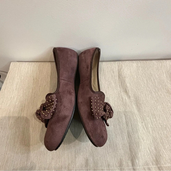 UGG Sz  10 Alloway Suede Bow and Studs Shearling Lined Round Toe Ballet Flats - Picture 7 of 10